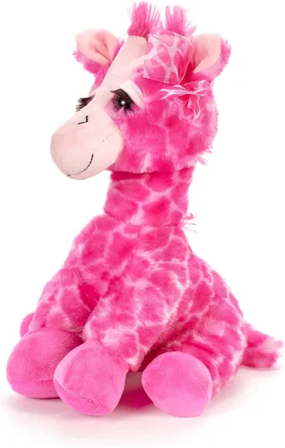 Miniatura 3 de The Petting Zoo Peluche de jirafa rosa, animales del zoológico de Lash'z, juguete de peluche de jirafa de 12 pulgadas