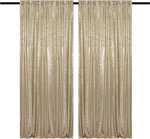 Miniatura 54 de Cortinas de fondo de lentejuelas negras con purpurina de 2 x 8 pies, 4 paneles para decoración de bodas, fiestas de cumpleaños, despedidas de Negro