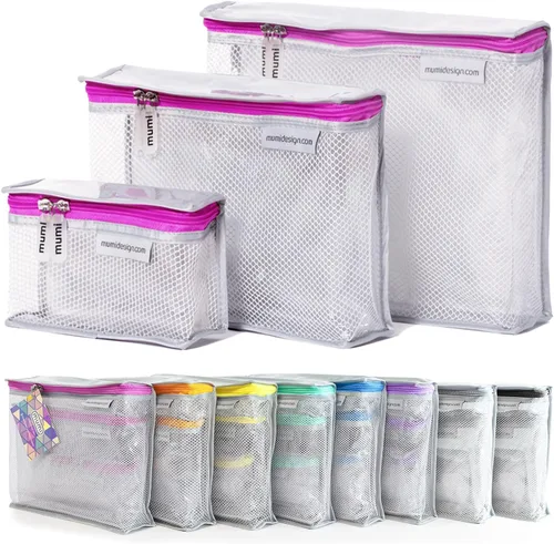 Miniatura 15 de MUMI Juego de 3 neceseres de viaje – Bolsas de aseo resistentes al agua para mujeres y hombres – Bolsas transparentes para artículos de tocador