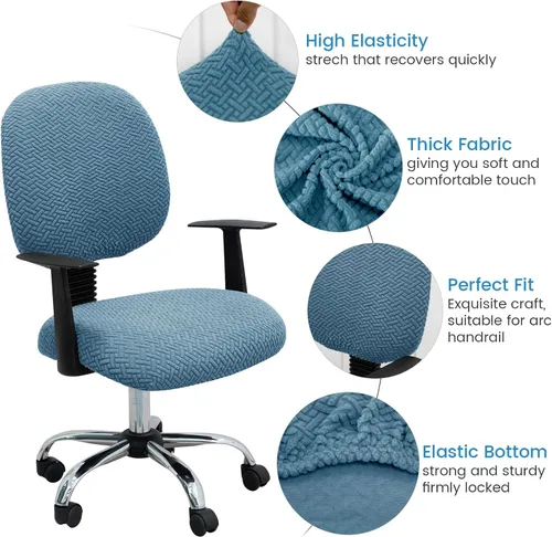 Miniatura 4 de MIFXIN - Fundas elásticas para silla de oficina de computadora, 2 piezas, tejidas, universales, protector de asiento para silla de computadora