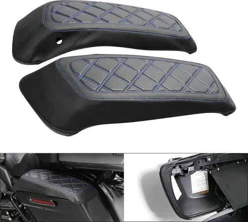 Fundas para tapa de alforja de motocicleta, con costuras de diamante azul, para Harley Touring Modelos Road King Street Glide Road Glide Electra