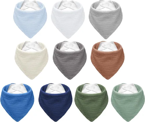 NISXABEBE Baberos de muselina para bebé, baberos tipo bandana triangulares suaves para bebé niño o niña, baberos de colores sólidos para babeo y
