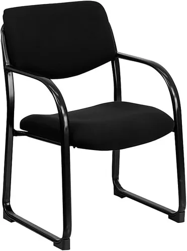 Miniatura 4 de Flash Furniture Silla de recepción lateral ejecutiva de tela negra Richie con base de trineo
