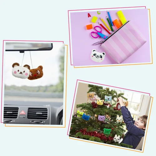 Miniatura 6 de XIPEGPA Juego de 60 juguetes de peluche de animales pequeños, llavero de juguete de peluche para recuerdos de fiesta, llavero adorno para bolsa