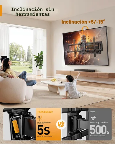 Miniatura 7 de Perlegear PGXLF02 - Soporte de pared de brazo largo y movimiento completo para TV de 42 a 97 pulgadas hasta 68 kg, soporte de TV preensamblado