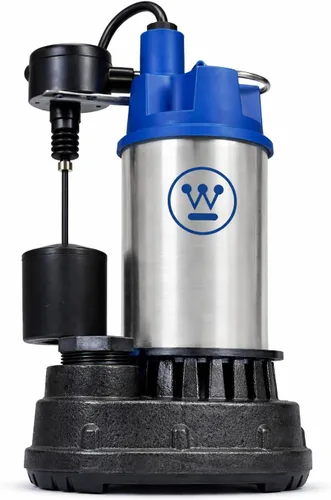 Miniatura 4 de Westinghouse Bomba sumergible de sumidero de hierro fundido y acero inoxidable de 3/4 HP con interruptor de flotador vertical integrado, 6,000