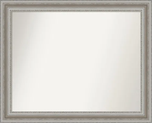 Miniatura 309 de Amanti Art Espejo de baño plateado para sobre el fregadero, 26 x 26 pulgadas, espejo cuadrado de plata antigua, marco de madera tradicional mediano