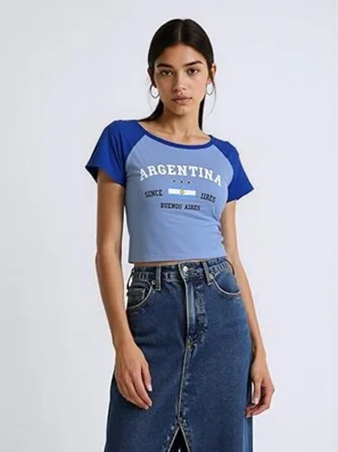 Miniatura 2 de Colombia Baby Tee Verano Crop Tops Y2k Ropa México Jersey 90s Graphic Tee 2000s Salir