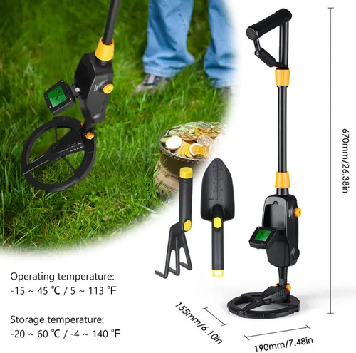 Miniatura 2 de Detector de metales, con pantalla LCD, detector de oro para niños, detector de alta precisión impermeable, volumen de sensibilidad ajustable, moneda