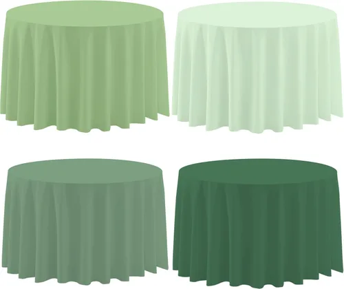 Paquete de 4 manteles de plástico verde salvia, 4 colores verdes, redondos, desechables, para comedor, baby shower, boda, decoración de fiesta de