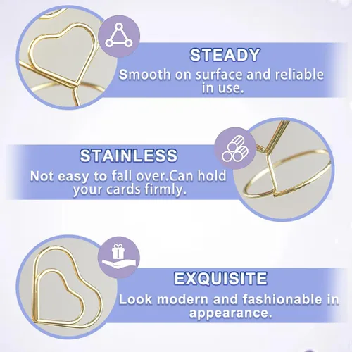 Miniatura 3 de ELANE 20 soportes para tarjetas de lugar para bodas, soportes para números de mesa de boda, tarjeteros para mesa, tarjetero de mesa (corazón)
