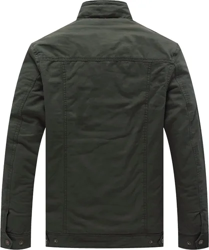 Miniatura 2 de WenVen Chaqueta de invierno cálida con forro polar para hombre, abrigo militar de algodón grueso, Beige