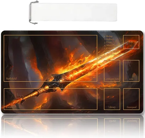 Miniatura 14 de DAUXID Tapete de juego MTG cosido de alta calidad con zonas y parte trasera de goma antideslizante, tapete de juego TCG para MTG y otros