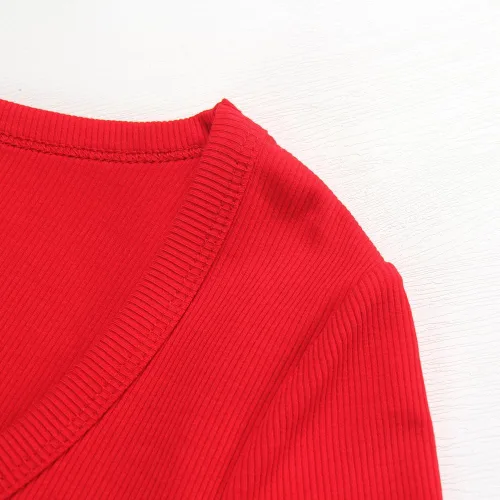 Miniatura 2 de PALINDA Camisetas ajustadas con cuello redondo y cuello redondo para mujer, básicas, sólidas, de manga larga
