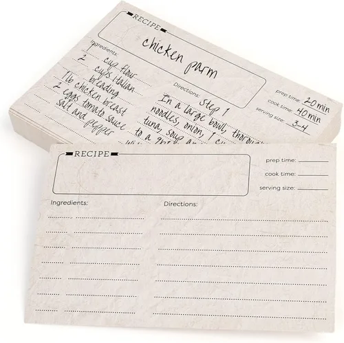 Miniatura 8 de LotFancy Tarjetas de recetas, 4 x 6 pulgadas, 60 unidades, doble cara, cartulina de receta en blanco, tarjetas de índice de recetas vintage