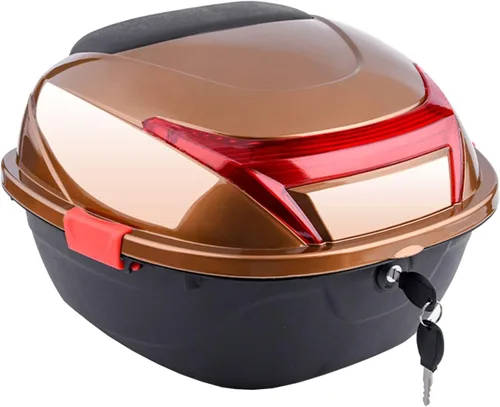 Miniatura 16 de Caja trasera universal de 42 litros para motocicleta con respaldo suave, funda rígida con accesorios de montaje, 15.7 x 14 x 11 pulgadas (color rojo)