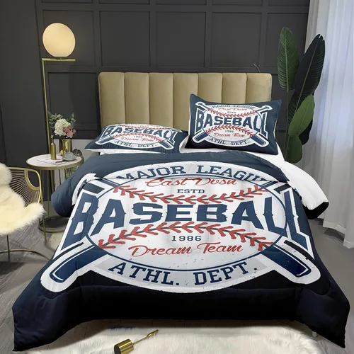 Juego de edredón deportivo Bodhi para niños, juego de edredón de béisbol individual, juego de edredón individual para niños, juego de cama de