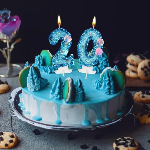 Miniatura 5 de Vela de número de cumpleaños de 3 pulgadas, con purpurina para decoración de pastel, lentejuelas y números de pastel para cumpleaños, boda