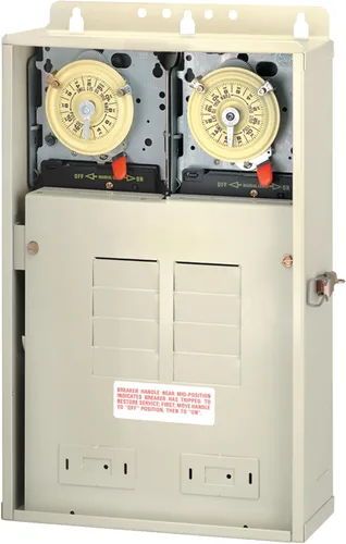 Miniatura 2 de Intermatic T30404R Panel de control de piscina/spa, centro de carga de 100 amperios con dos mecanismos de temporizador T104M de 24 horas, 8 espacios