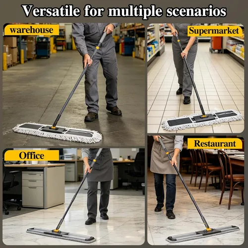 Miniatura 7 de MASTERTOP Trapeador Comercial, Trapeador de Polvo Grande de 36'', Trapeadores de Empuje Industriales de Servicio Pesado con 3 Almohadillas de Gris