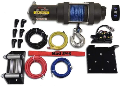 Miniatura 2 de Mad Dog 2500 LB Cabrestante y montaje Combo, cuerda sintética, para Kawasaki 600 Mule 2x4 ('05-16)