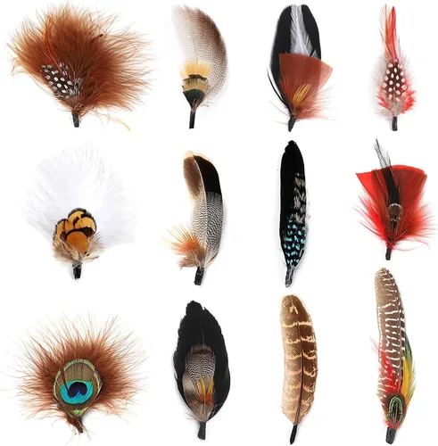 Miniatura 9 de 12 plumas para sombrero, plumas naturales surtidas para sombreros, coloridos pines de plumas reales para manualidades, sombreros de vaquero