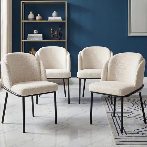 Miniatura 21 de Juego de 2 sillas de comedor, sillas de escritorio modernas, silla decorativa tapizada con respaldo curvado con patas de metal para oficina en casa