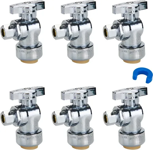Miniatura 11 de SUNGATOR Válvula de parada en T de servicio, 1/2 pulgada Ptc x 1/2 pulgada Ptc x compresión de 1/4 de pulgada, sin plomo, válvula de agua de ajuste
