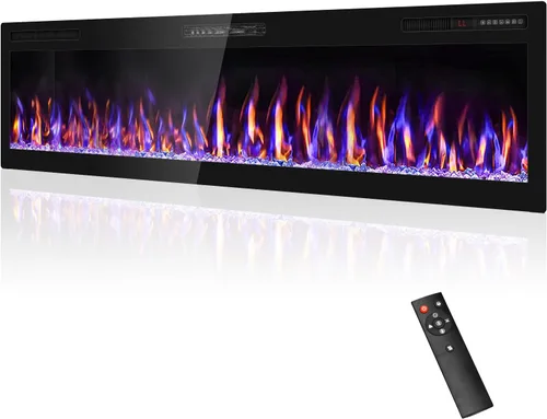 Miniatura 16 de Insertos de chimenea eléctrica de 42 pulgadas y montaje en pared con control remoto y pantalla táctil Calentador de chimenea de 1500 W