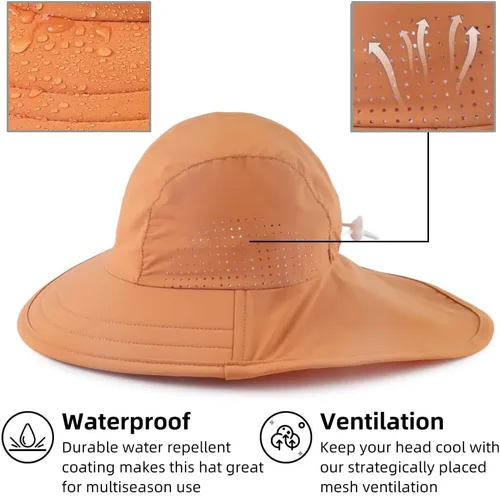 Miniatura 81 de Sombrero de verano para niños pequeños con solapa para el cuello, impermeable, sombrero de natación para niños, protección UV, sombrero de playa