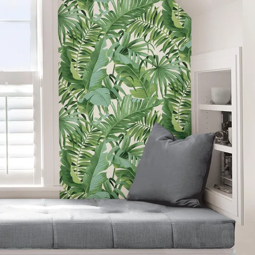Miniatura 6 de NuWallpaper Maui - Papel tapiz autoadhesivo para pared, papel de contacto extraíble de hojas tropicales verdes para paredes, revestimiento de pared
