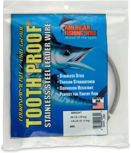 Miniatura 13 de AFW Alambre Líder Duro de Una Hebra de Acero Inoxidable a Prueba de Dientes - Brillante y Camuflaje para Tiburón, Barracuda, Caballa Real, Wahoo