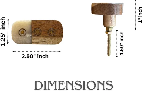 Miniatura 2 de Perilla Home Juego de 6 pomos de puerta de madera - Pomos decorativos ovalados con incrustación para puerta con mango, elegante adición