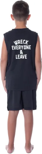 Miniatura 2 de INTIMO WWE Roman Reigns Icon Wreck Everyone And Leave - Conjunto de pijama corto para niños, Negro