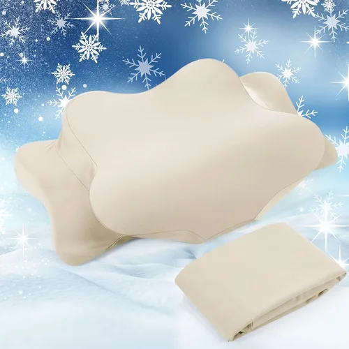 Hahafelt Funda de almohada refrescante para el cuello cervical (solo funda de almohada) Funda de almohada ergonómica con cremallera, funda de