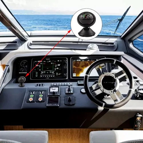 Miniatura 2 de Negro ajustable bola visión nocturna brújula barco Dash Mount, coche ajustable para coche, barco marino