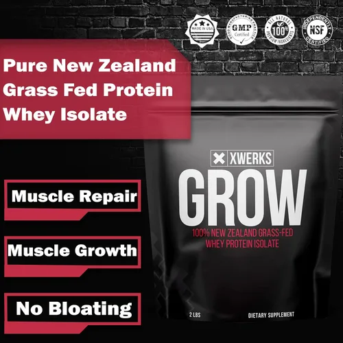 Miniatura 3 de Xwerks Grow Whey Protein en polvo, 0.88 oz de proteína aislada pura de vacas alimentadas con pasto de Nueva Zelanda, construye fuerza y acelera
