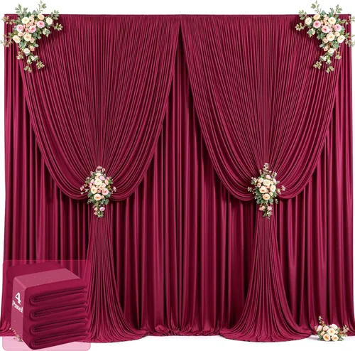Miniatura 35 de 20 pies x 12 pies Cortinas de Telón de Fondo Azul Bebé Sin Arrugas para Bodas y Fiestas, Telón de Fondo de Tela Azul, Cortinas para Bodas