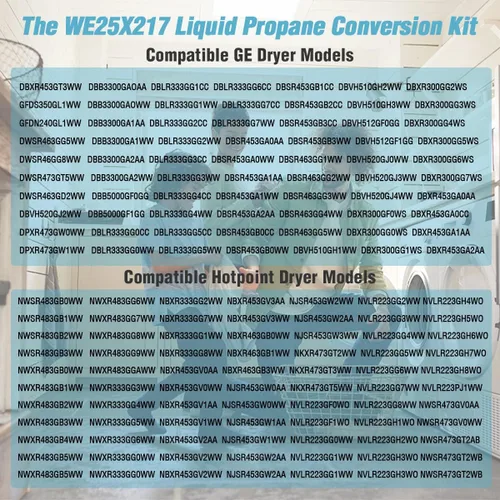 Miniatura 4 de Kit de conversión de propano líquido genuino OEM GE WE25X217 para secadoras de gas GE