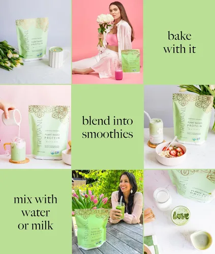 Miniatura 5 de Truvani Proteína vegana de guisante en polvo Matcha 0.71 oz de proteína orgánica a base de plantas 1 porción Keto Sin gluten y lácteos