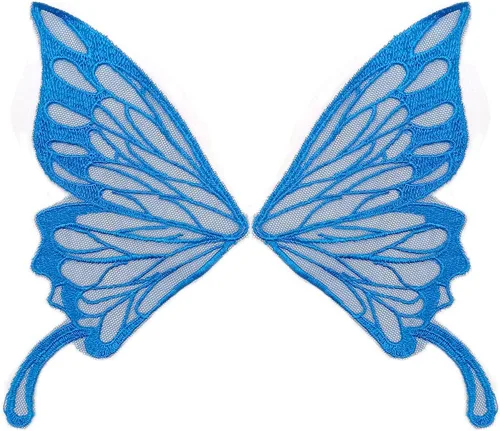 Miniatura 11 de 5 pares de alas de hada coser en parches de encaje de mariposa apliques de tul organza tela alas bordado cuello escote adornos bricolaje ropa Blanco