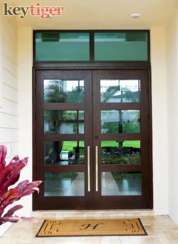Miniatura 5 de Manija de puerta negra mate de 32 pulgadas de largo, de 1 cara, moderna manija de puerta delantera de acero inoxidable para puertas de vidrio