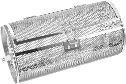 SHERCHPRY Cesta asadora de acero inoxidable para horno freidora de aire, 9.84 x 5.51 x 5.51 pulgadas, tostador de tambor giratorio 360 con puerta de