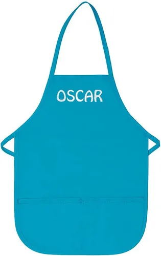 Delantal bordado personalizado hecho en Estados Unidos para niños, niñas, niños, divertido regalo de chef de cocina Turquesa