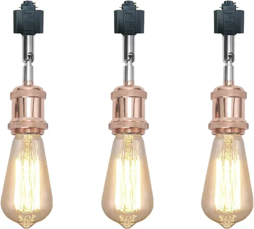 Miniatura 27 de Paquete de 1 unidad de diseño retro E26/E27 con base de título ajustable, ángulo de título rotado, sistema H, mini iluminación de cabeza de pista