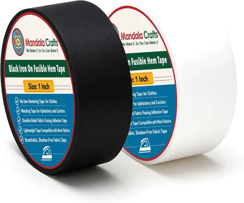 Miniatura 13 de Mandala Crafts Cinta de dobladillo fusible negra de 1/2 pulgada de 54 yardas, doble cara, sin coser, para planchar, para pantalones, cortinas y ropa
