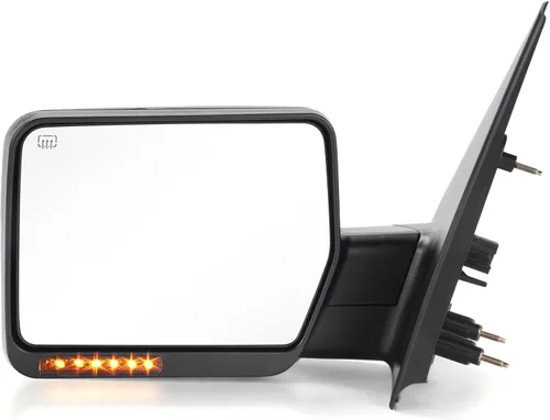 Espejos de remolque para camioneta pickup 07-14 F150, calefacción eléctrica con señal ámbar, espejo negro, reemplazo del lado izquierdo del conductor