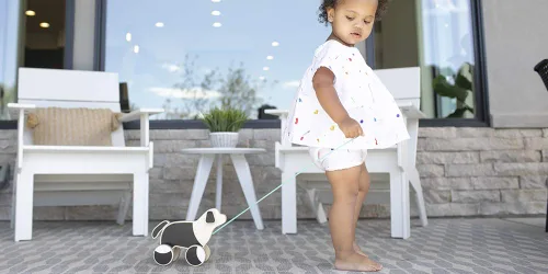 Miniatura 4 de LOVEVERY The Pull Pup Juguete de madera para empujar y jalar, madera negro/blanco/natural, juguete sostenible para niños pequeños, a partir de 18