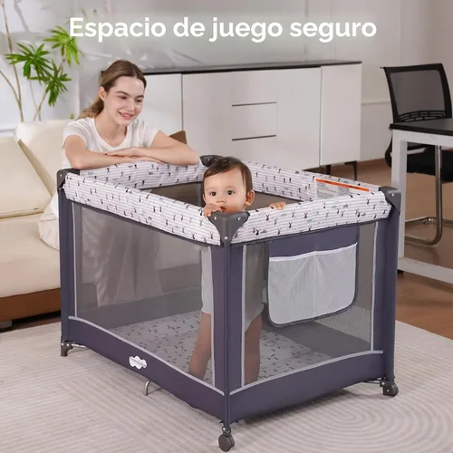 Miniatura 2 de Pamo Babe Empaca y juega con el moisés, corral portátil para bebé Gris