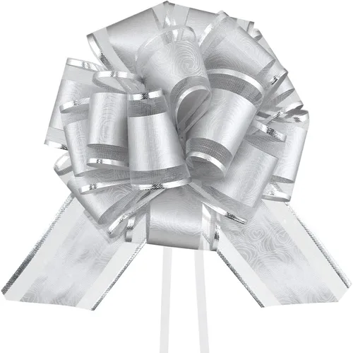 Miniatura 8 de HSXJJ 6 Piezas de Lazos de Tirar Blancos para Envolver Regalos, Lazos de Cinta de Boda de 6 Pulgadas para Paquetes de Regalos, Cestas de Regalo